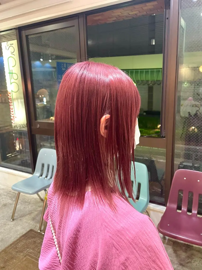 ミディアム カラー ヘアアレンジ レッドカラー ヘアカラー トリートメント ヘアセット ☂️カトウ ケイゴ☂️のヘアスタイル