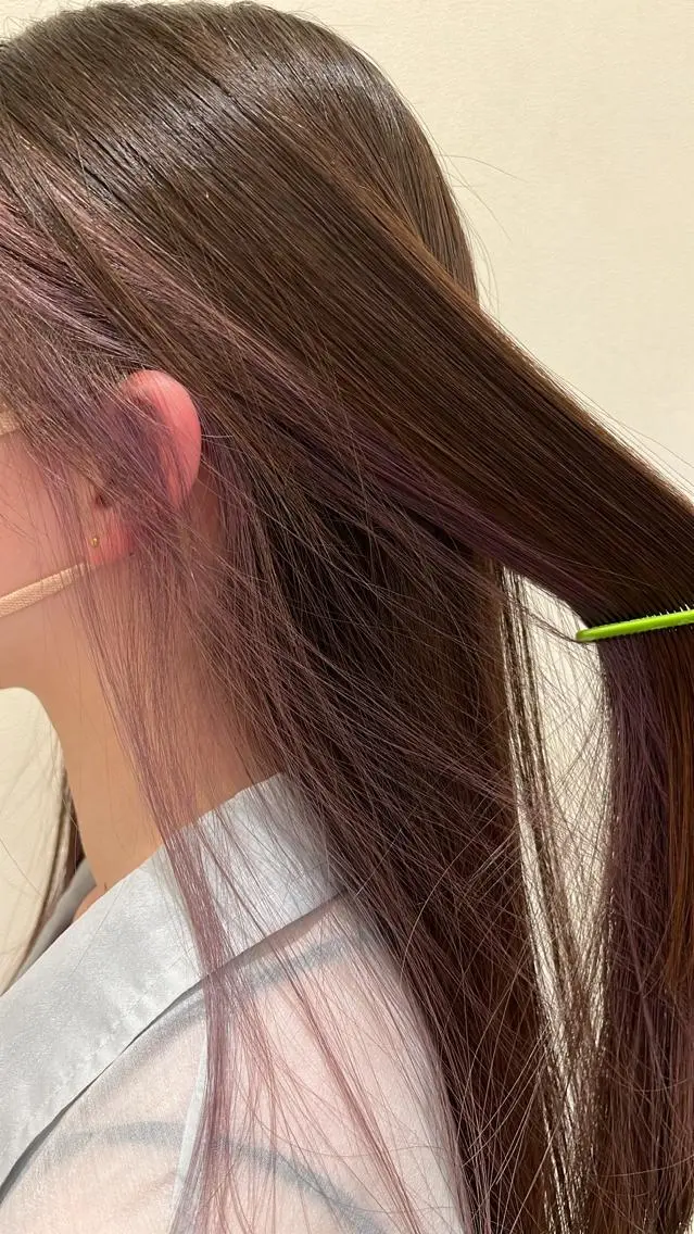 ロング カラー イヤリングカラー ラベンダーカラー 椎名 紗愛のヘアスタイル