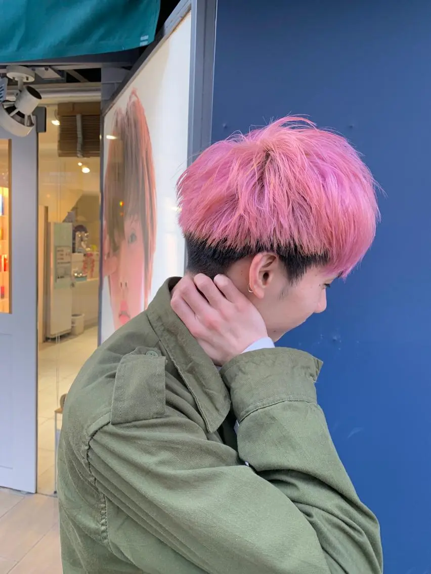 ショート カラー ヘアアレンジ メンズ メンズブリーチ ブリーチ ピンクカラー トリートメント fukuyasu rikaのネイルデザイン