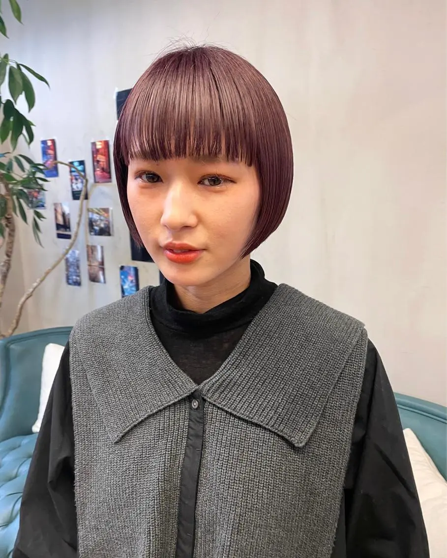 ショート カラー パーマ ヘアアレンジ メンズ キッズ ネイル マツエク・マツパ アイブロウ ピンクカラー カラーマツエク ピンク カット ヘアカラー トリートメント tatsumi/ボブ ウルフ/レイヤーのヘアスタイル