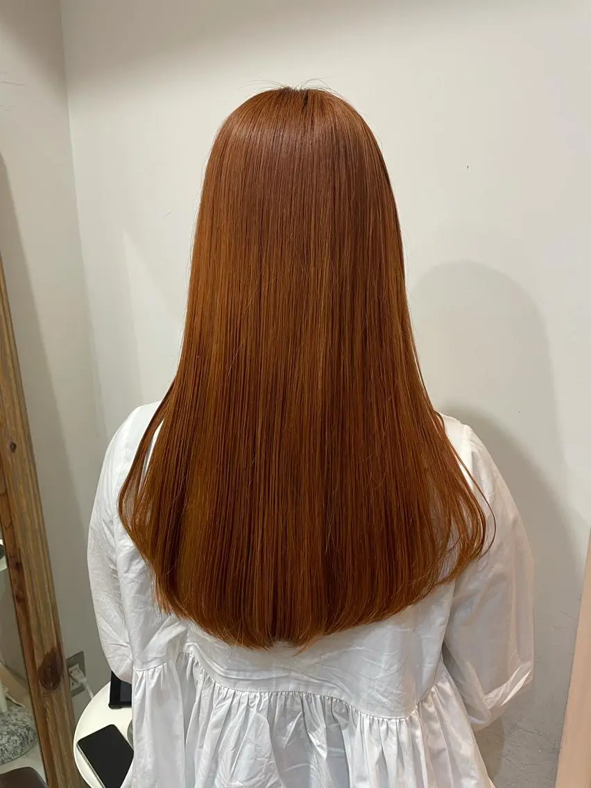 ロング カラー ベージュカラー ブリーチ オレンジ オレンジベージュ ヘアカラー 中目黒🌼 🌼ハナのヘアスタイル