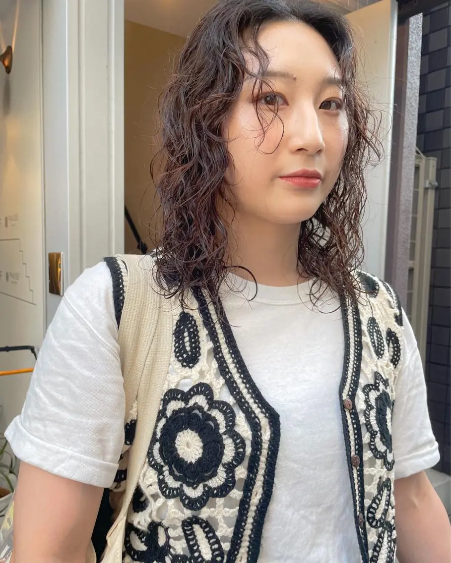 ミディアム パーマ やまさきえりこ ニュアンスパーマのヘアスタイル