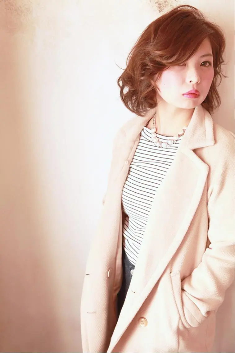 ミディアム カラー パーマ ミディアムパーマ デジタルパーマ カット パーマ marie-anne 浜松元目店のヘアスタイル