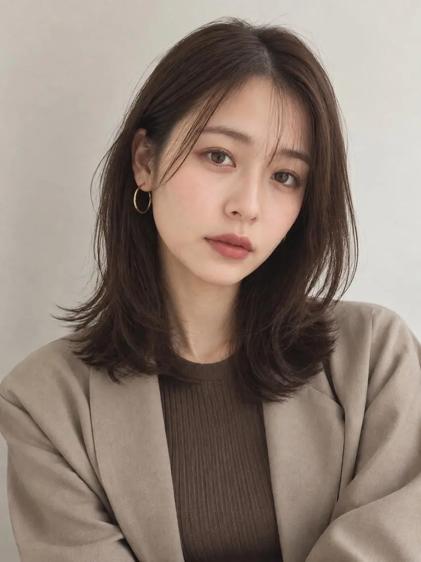 ミディアム 韓国風カラー くせ毛 髪質改善 韓国風ヘア 縮毛矯正 カット ヘアカラー トリートメント ヘッドスパ "オトナ髪”/ LAKA TOCCAのヘアスタイル