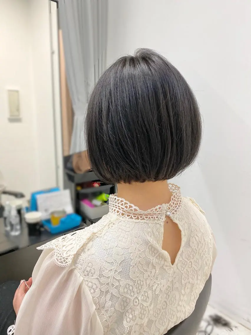 ショート カラー 黒髪 ネイビーカラー ボブ 似合わせ専門美容師 なかじまのヘアスタイル