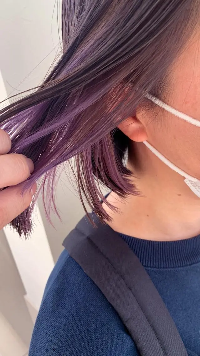 ミディアム カラー グラデーションカラー インナーカラー パープルカラー 田辺 貞和のヘアスタイル