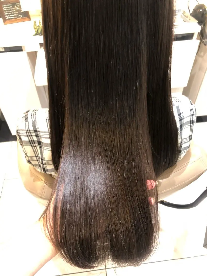 ロング 三箇島陽香/髪質改善 クロスパーマ縮毛矯正のヘアスタイル