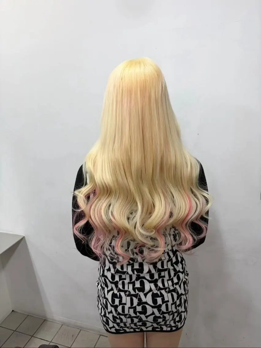 カラー ロング ヘアアレンジ シールエクステ 黒髪 ブリーチ デザインカラー ダブルカラー MISAKIエクステ ブリーチ\5900のヘアスタイル
