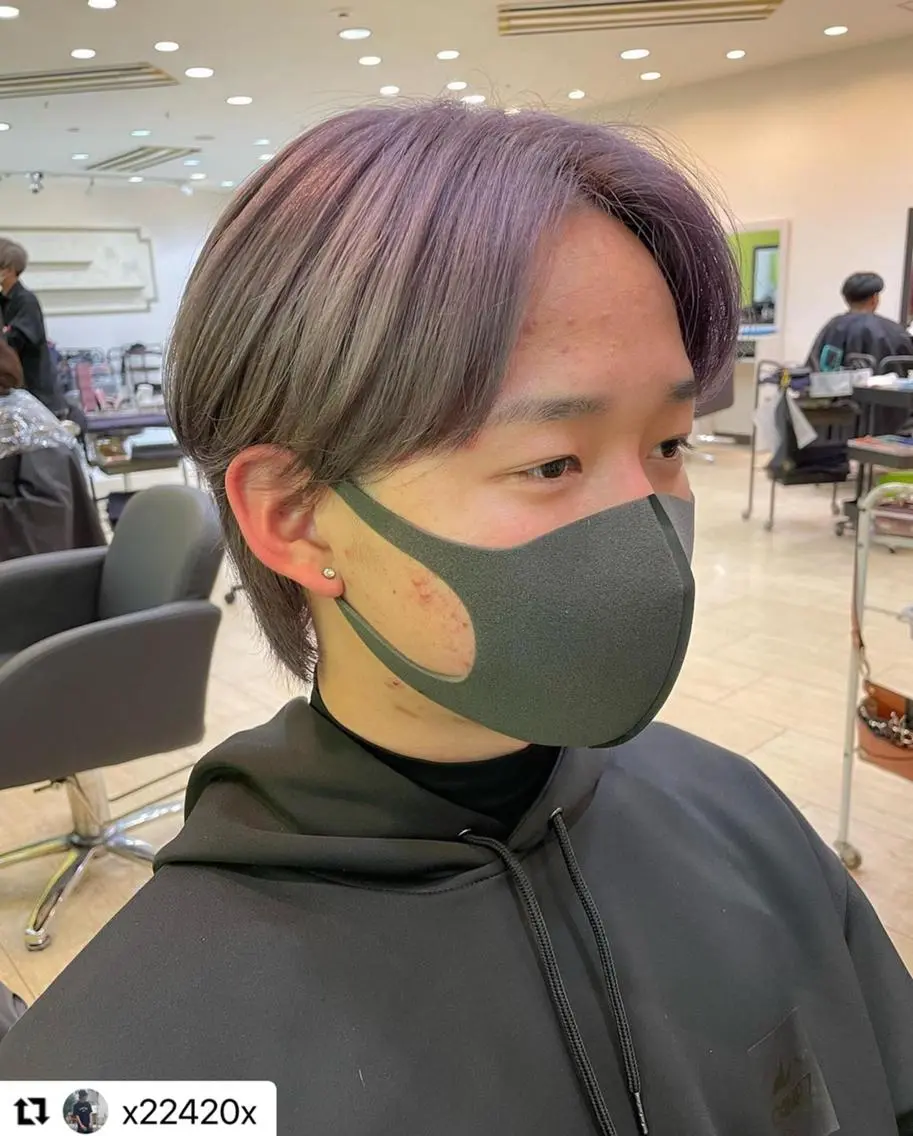 ミディアム カラー メンズ パープルカラー シルバー 🩷Eny terrace🩷のヘアスタイル