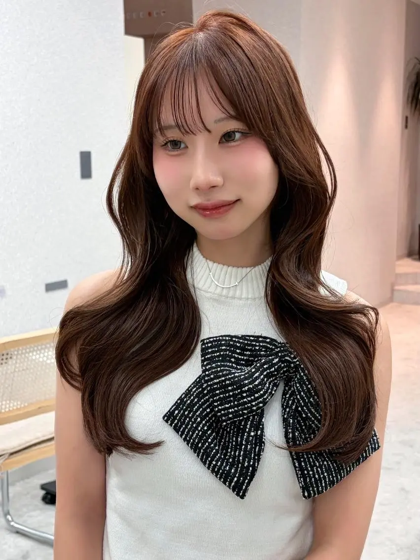 ロング カラー ブリーチ ブラウンカラー 透明感カラー ダブルカラー マロンブラウン カット ヘアカラー トリートメント さや🍀/透明感 カラー/ヘアセットのヘアスタイル