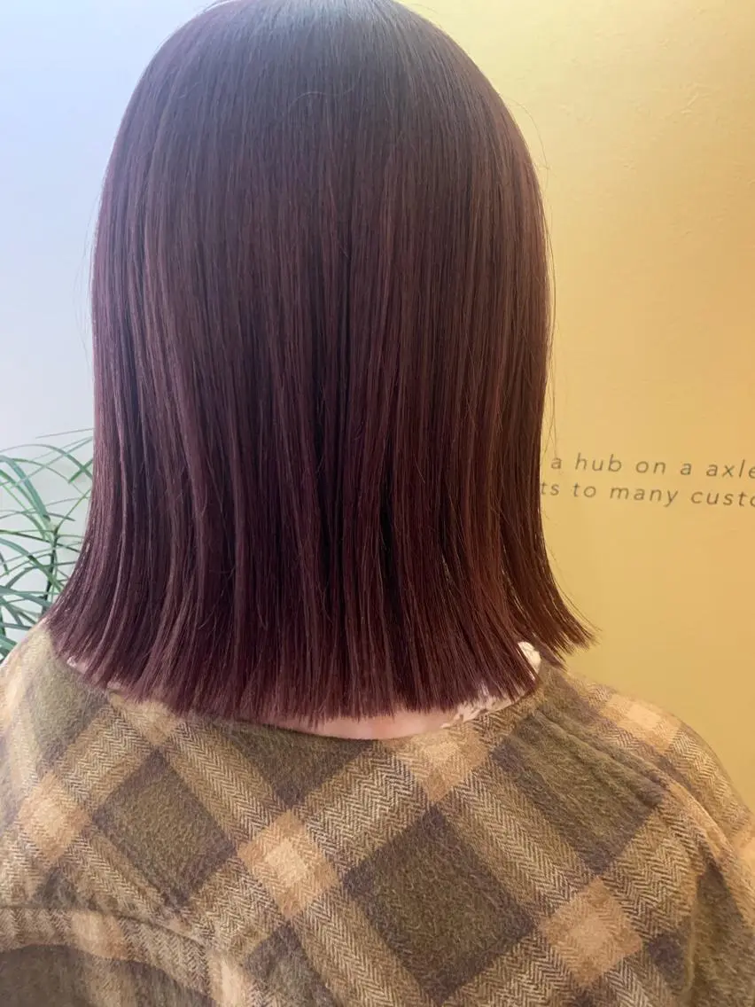 ミディアム カラー ブリーチ レッドカラー カット ヘアカラー トリートメント hubhair レイヤー/透明感のヘアスタイル