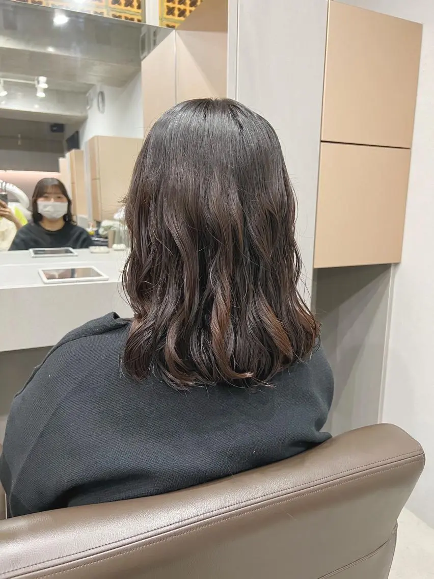 ミディアム パーマ カット パーマ トリートメント ボブパーマコテ巻き風 パーマNo1深江秀平のヘアスタイル