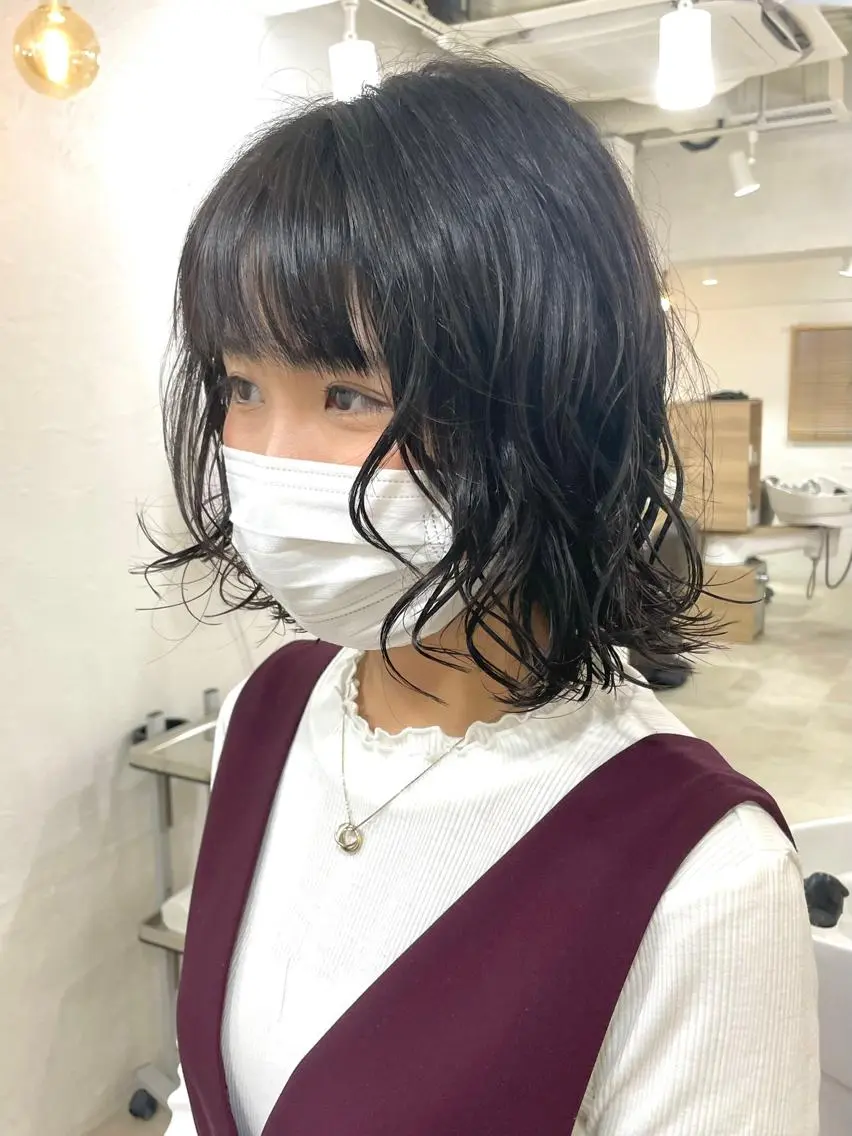 ミディアム パーマ 髪質改善 縮毛矯正/ レイヤー/銀座/本木のヘアスタイル