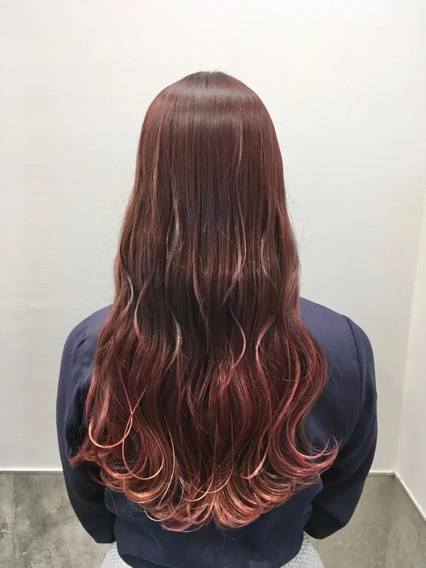 ロング カラー レッドカラー バイオレットカラー ヘアカラー トリートメント ヘアセット yoshi ☆のヘアスタイル