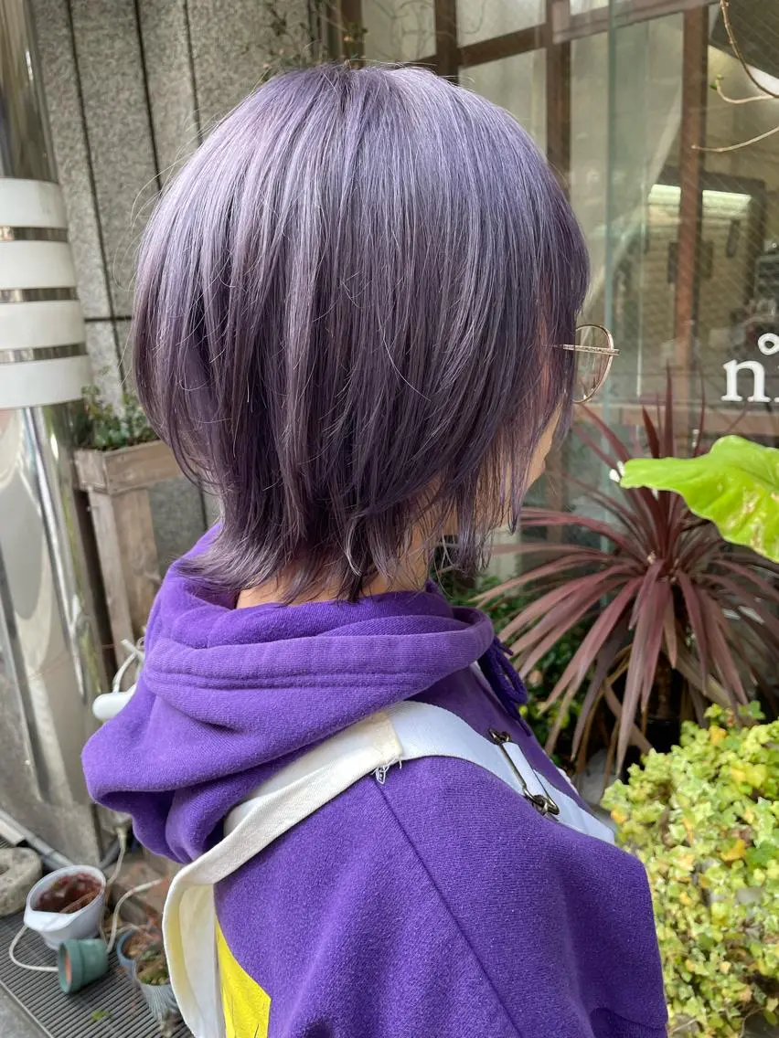 ショート カラー ラベンダーカラー ウルフカット ヘアカラー トリートメント 安田 蓮のヘアスタイル