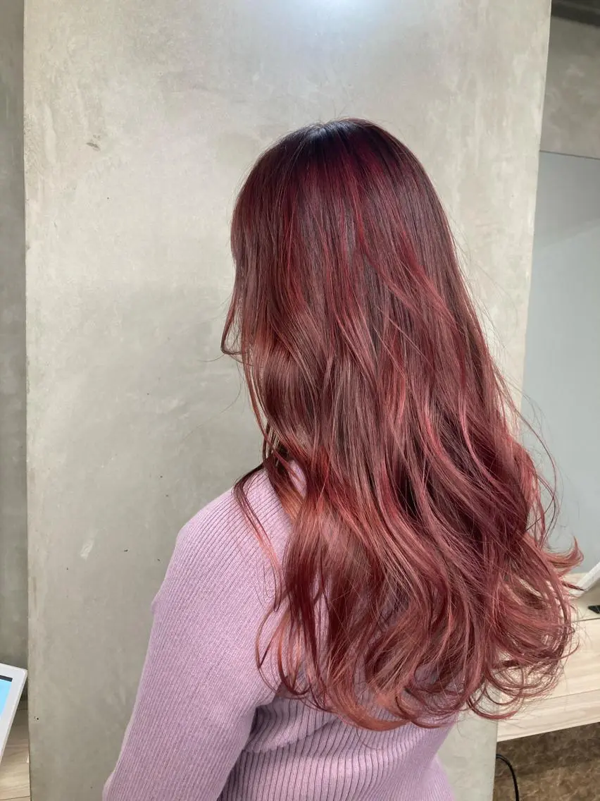 ロング カラー ピンクカラー バイオレットカラー ヘアカラー ブリーチ&似合せボブ 田中寛十のヘアスタイル
