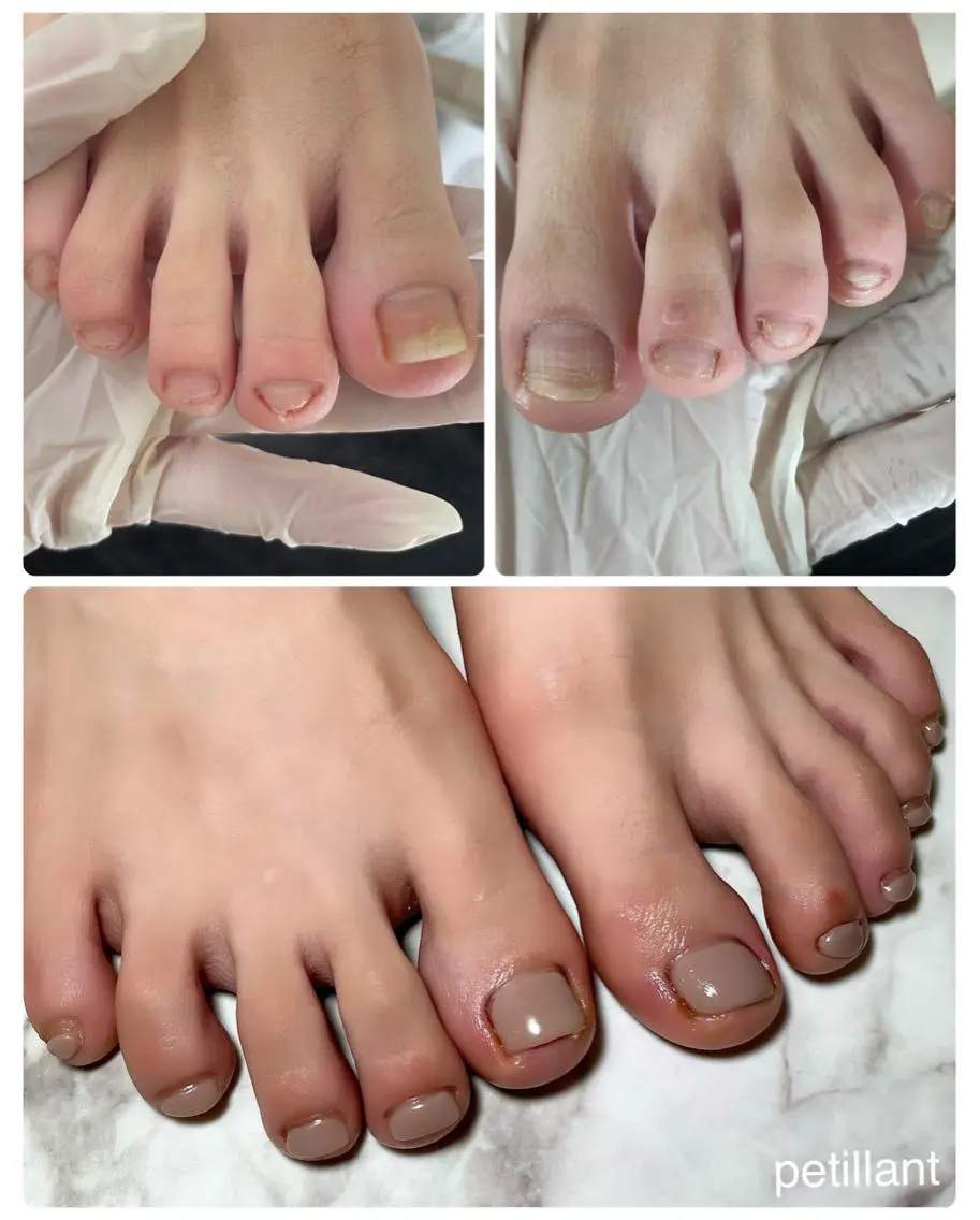 ネイル 長さ出し フットネイル ジェルネイル nail salon petillantのネイルデザイン