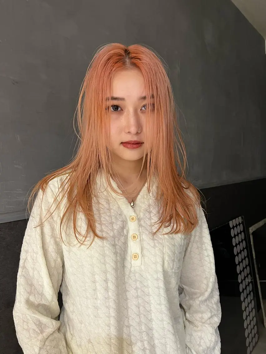 ロング カラー オレンジ 田中 里奈のヘアスタイル