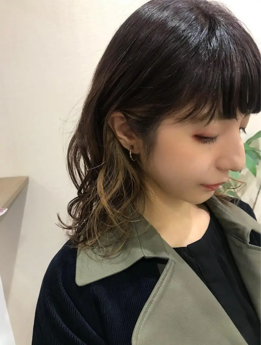 ミディアム カラー カット ヘアカラー 藤野 美咲のヘアスタイル