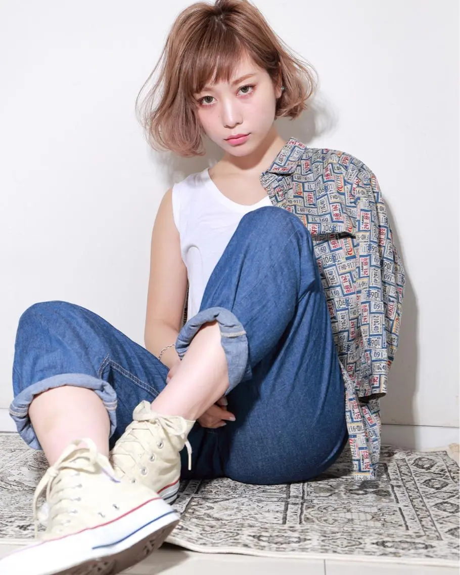 ショート ミディアム カラー パーマ ボブ imai yutaroのヘアスタイル