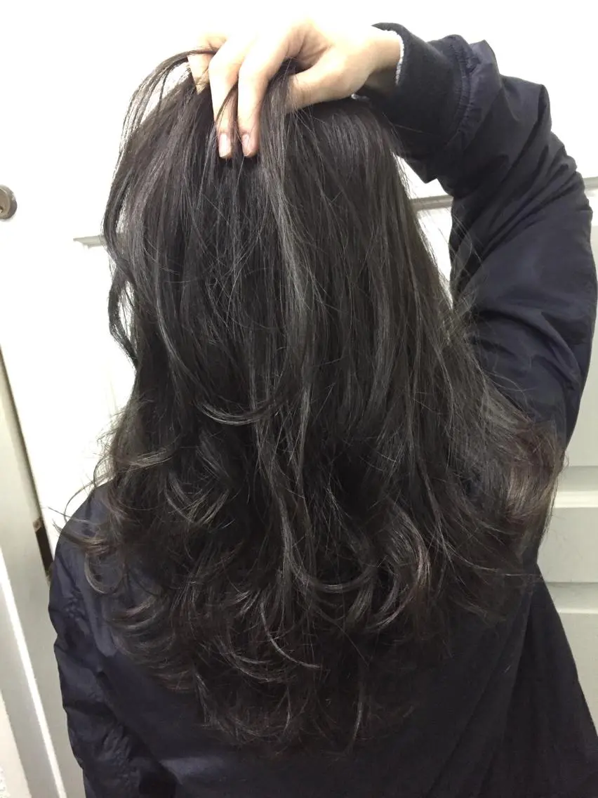 セミロング ロング カラー アッシュ アッシュグレー ハイライトカラー ハイライト 若杉 諒のヘアスタイル