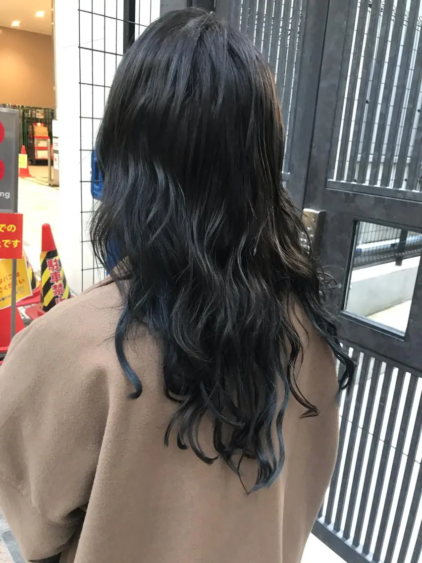 ロング カラー 黒髪 ブルーカラー ブルーブラック 限定クーポン 💕大量更新ブリーチのヘアスタイル