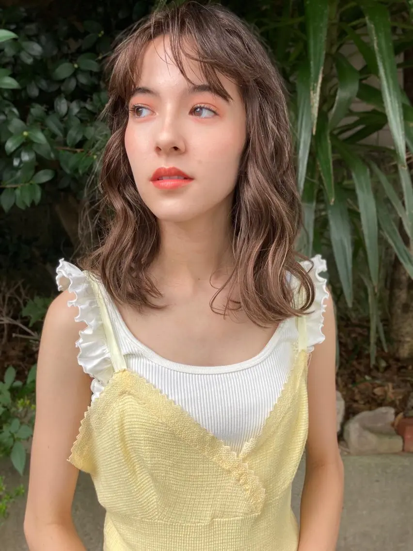ミディアム パーマ カット ヘアカラー お洒落ベージュ🤎 代官山shibukiのヘアスタイル