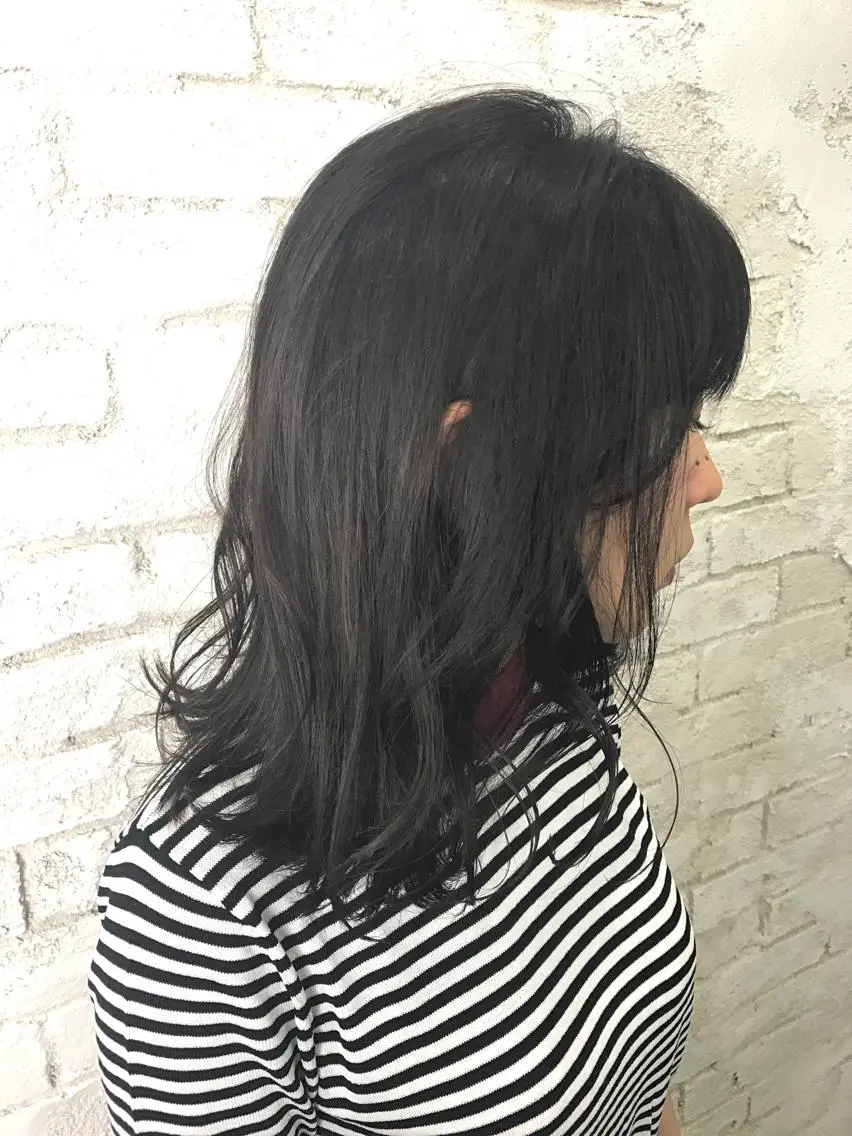 セミロング カラー パーマ ヘアアレンジ 韓国ヘア✨グレージュ カラーasamiのヘアスタイル