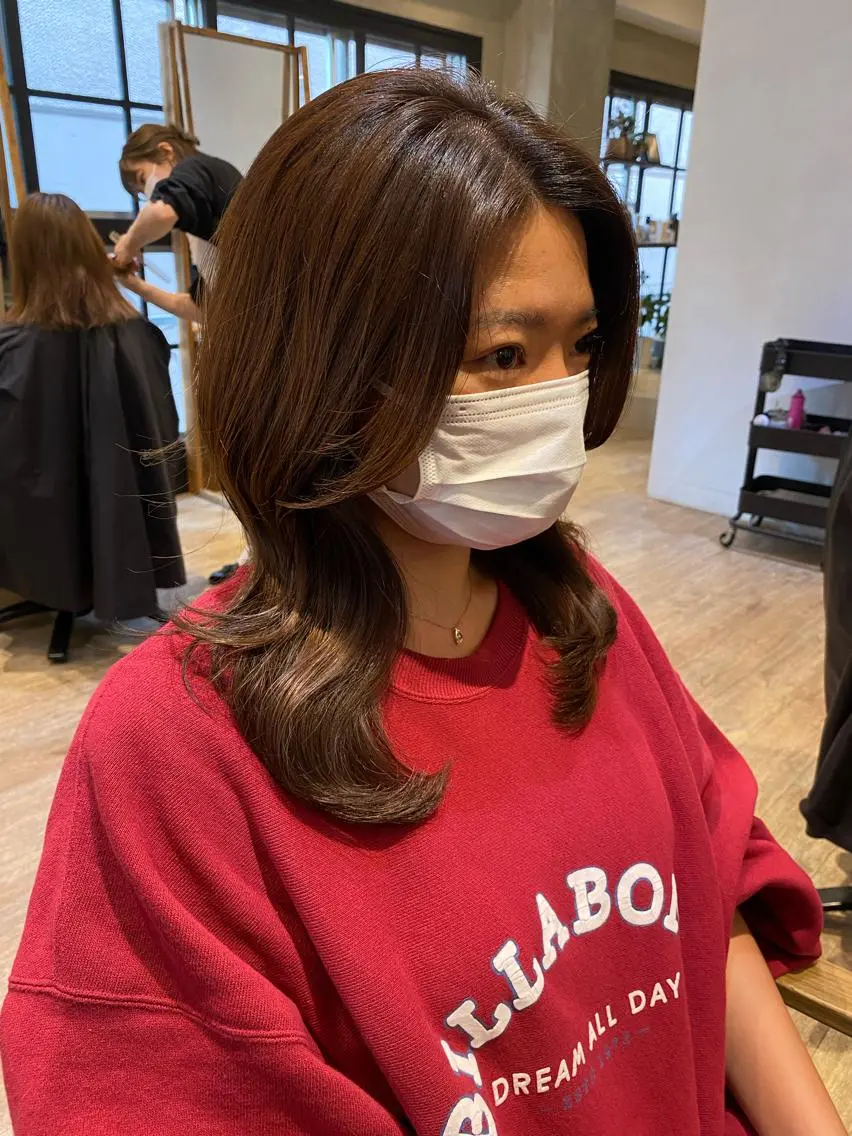 セミロング カット ヘアカラー トリートメント 新宿/顔周りカット +レイヤー=しずく♩のヘアスタイル