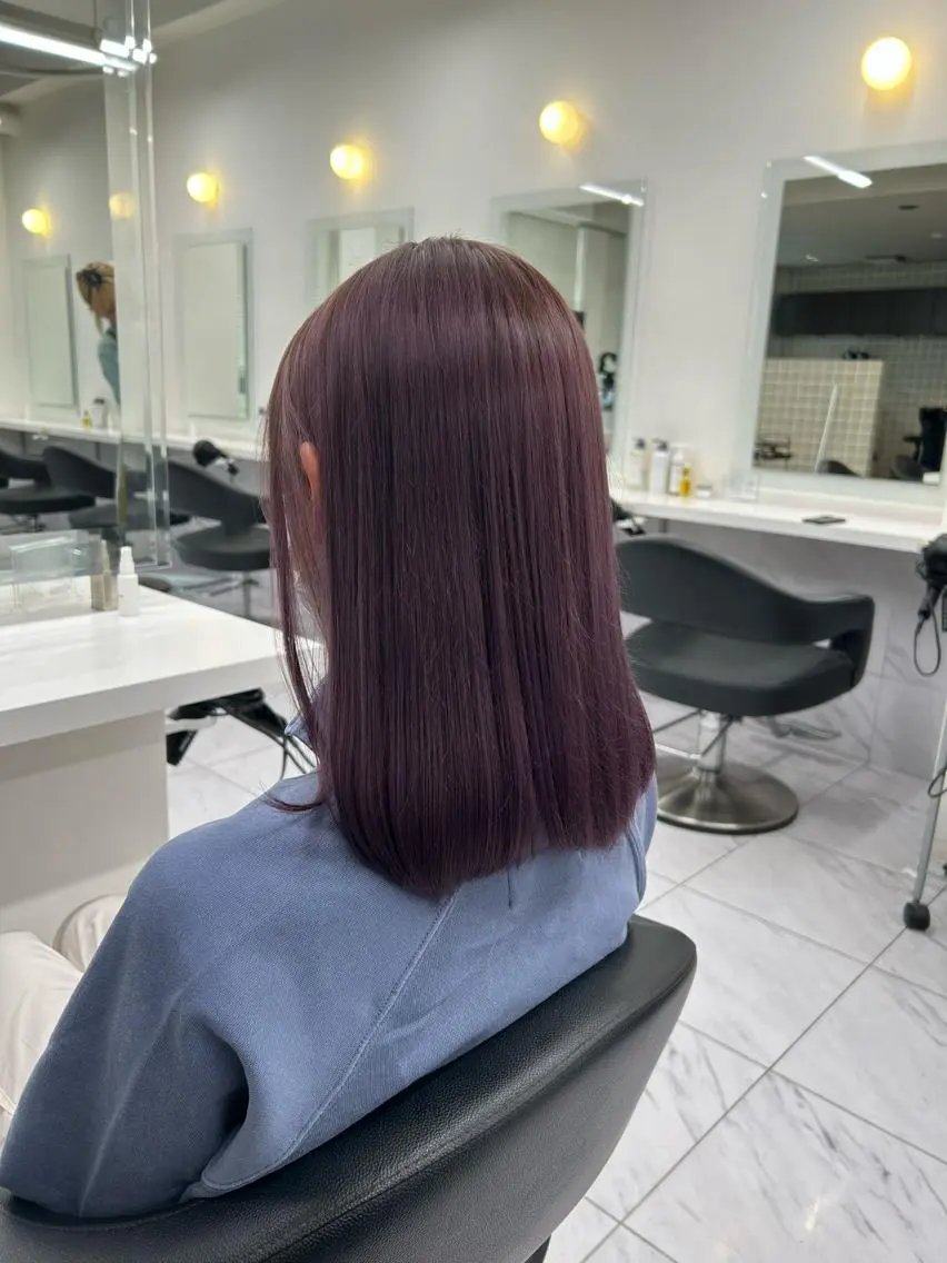 ミディアム カラー パーマ ヘアアレンジ メンズ キッズ ネイル マツエク・マツパ アイブロウ 🦋縮毛/韓国レイヤ ー/透明感カラー🦋のヘアスタイル