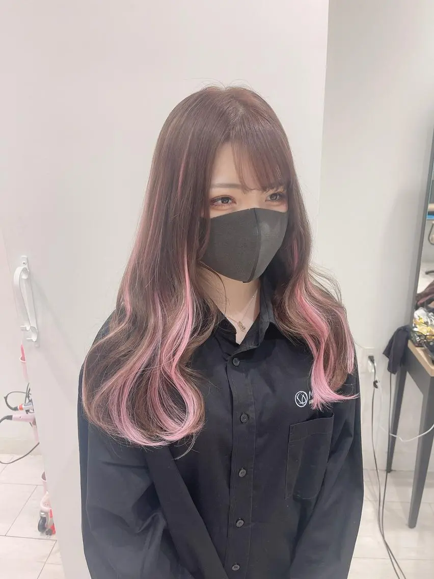 ロング カラー ピンクカラー エクステ エクステ インナーエクステ渋谷 🦋KAJIのヘアスタイル