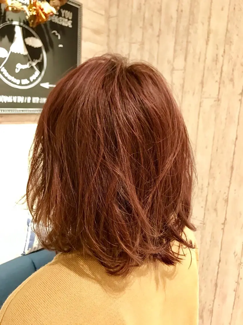 ショート ミディアム カラー ピンクカラー 髪質改善＆縮毛矯正 三上大地のヘアスタイル