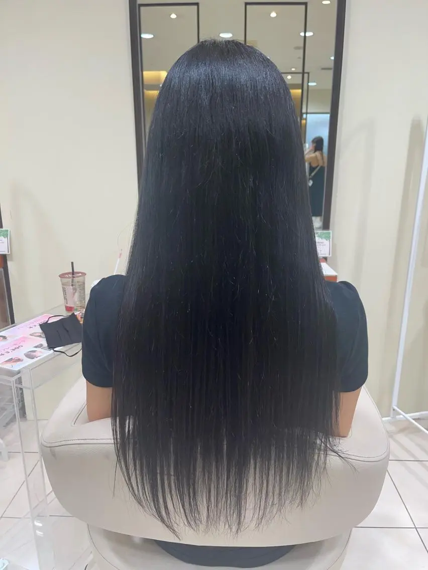 ロング カラー 黒髪 ブルーカラー ブルーブラック カネヒラ リョウスケのヘアスタイル