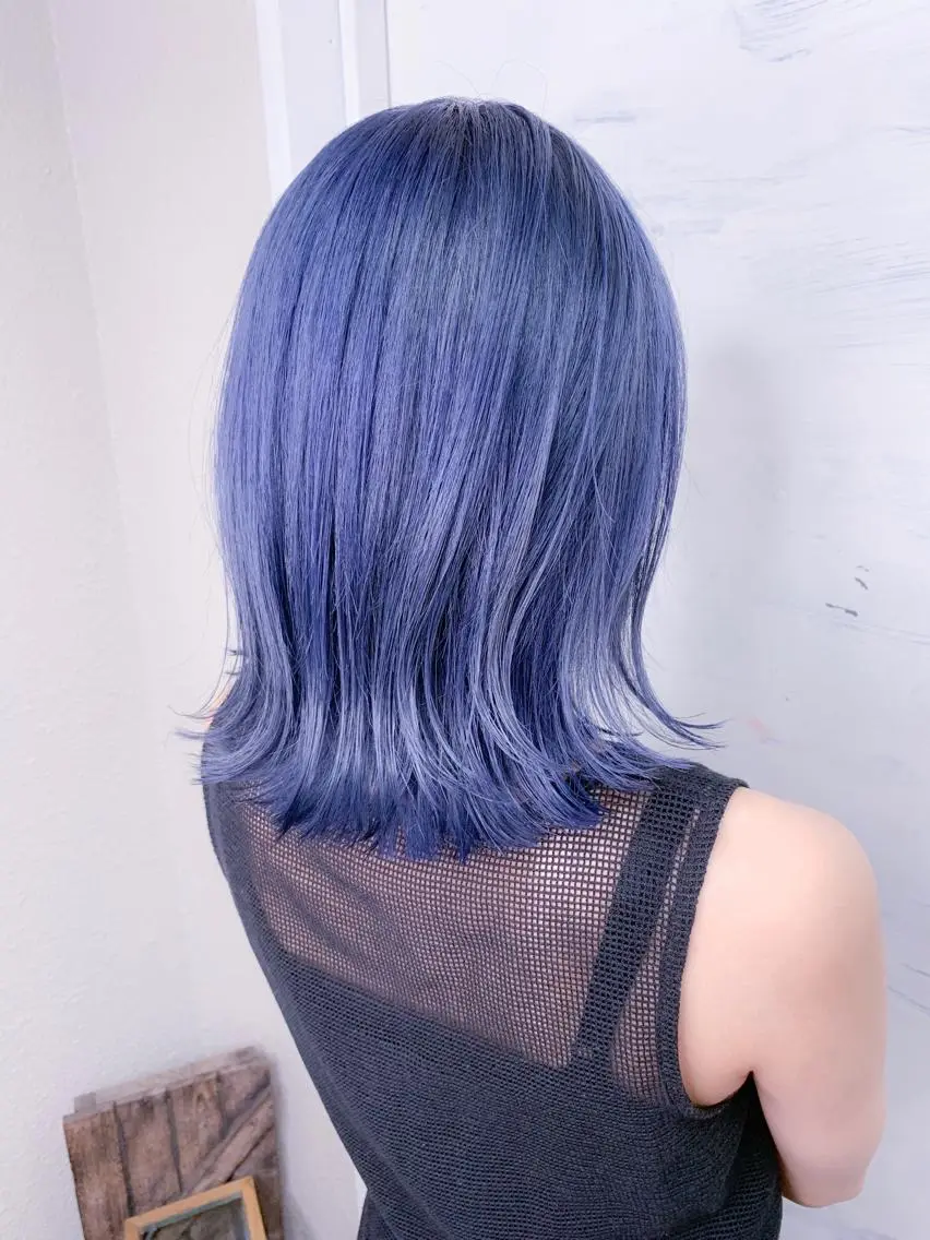 ミディアム カラー ブリーチ ブルーカラー ブルーバイオレット バイオレットカラー ヘアカラー エクステ BOXmico. 南堀江 宇都宮のヘアスタイル
