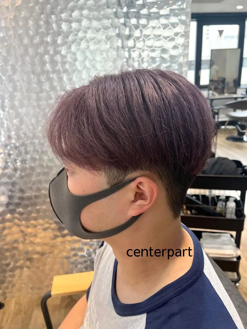 ショート カラー メンズ メンズブリーチ センターパート フェードカット マッシュ メンズパーマ カット ヘアカラー メンズカット/パーマ 久田良和のヘアスタイル