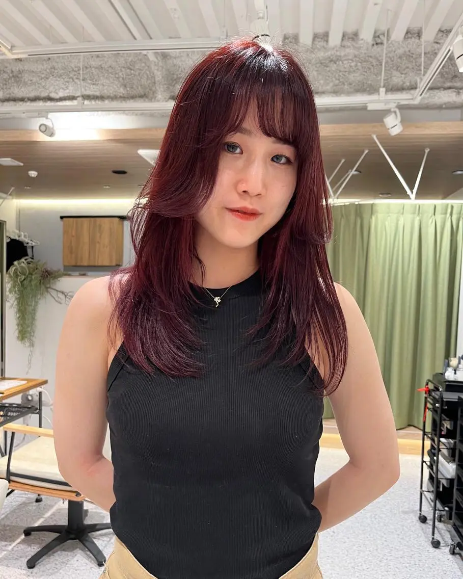 ロング カラー ブリーチ ブリーチなしカラー レッドカラー ヘアセット🎀パーマ Tsubasaのヘアスタイル