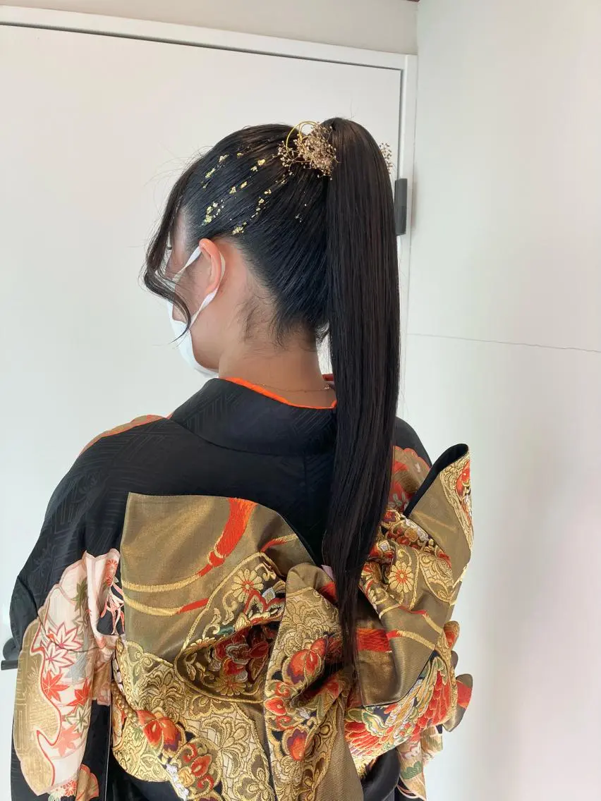 ヘアアレンジ 着物ヘア ポニーテール Hair&Make Nahoのマツエク・マツパデザイン
