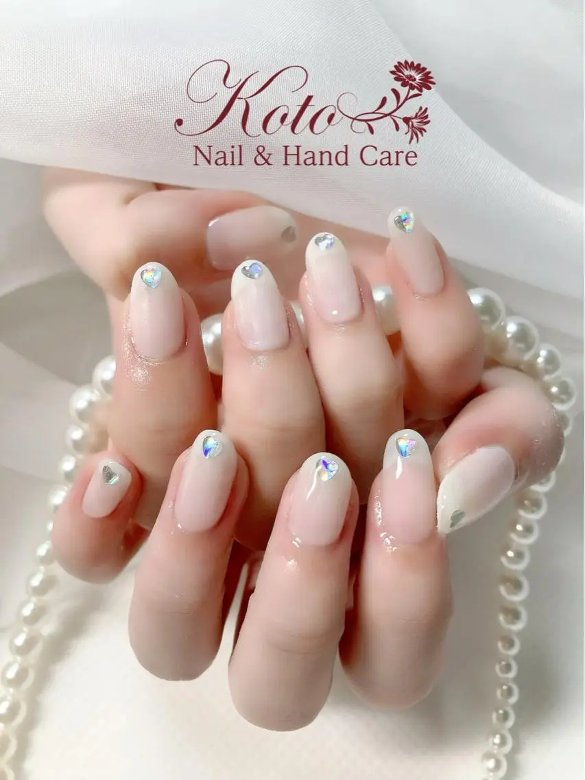 ネイル 長さ出し フットネイル フレンチネイル ジェルネイル ハート Risa ネイルサロンKOTOのネイルデザイン