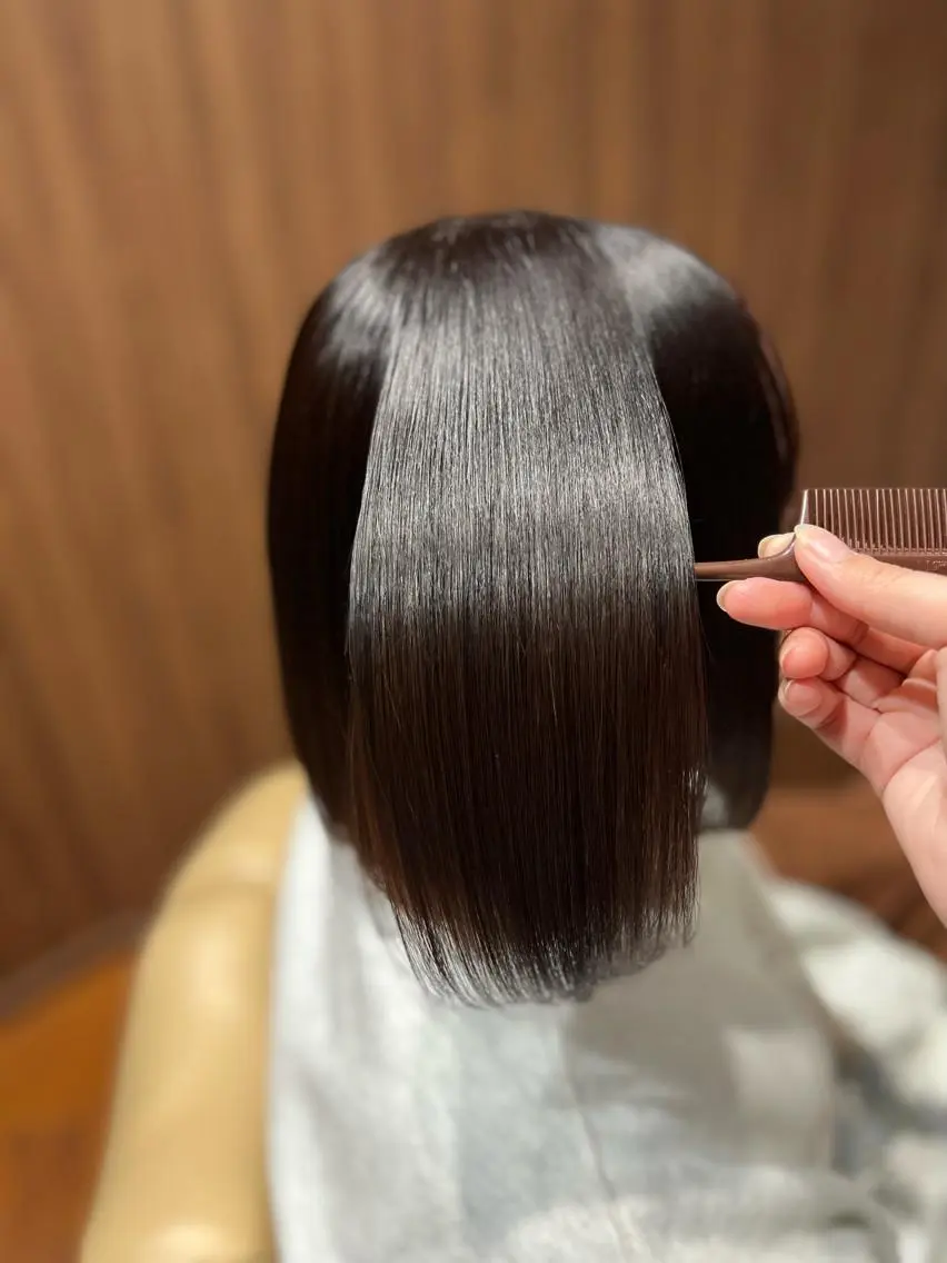 ミディアム 縮毛矯正 ゆ ずのヘアスタイル