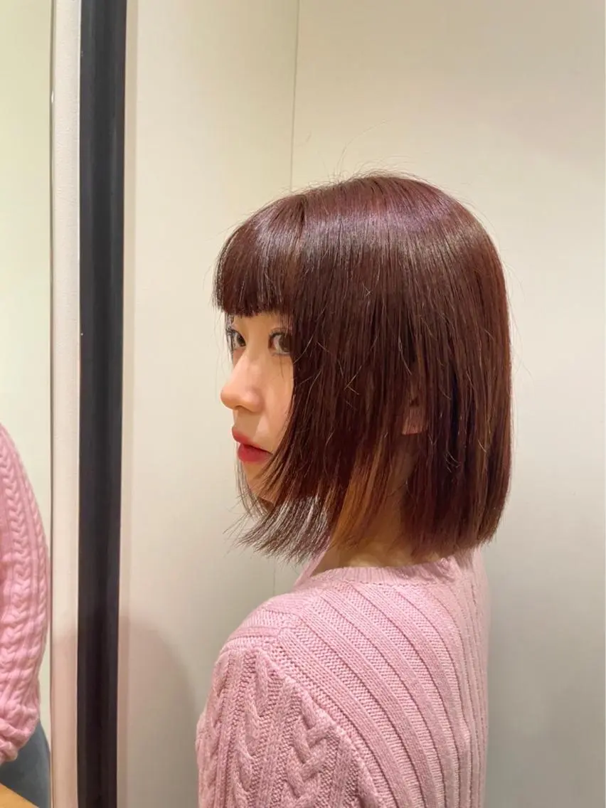 ミディアム カラー ブリーチ ラベンダーカラー ラベンダーピンク ピンクカラー ボブ カット ヘアカラー 金田 淳弥のヘアスタイル