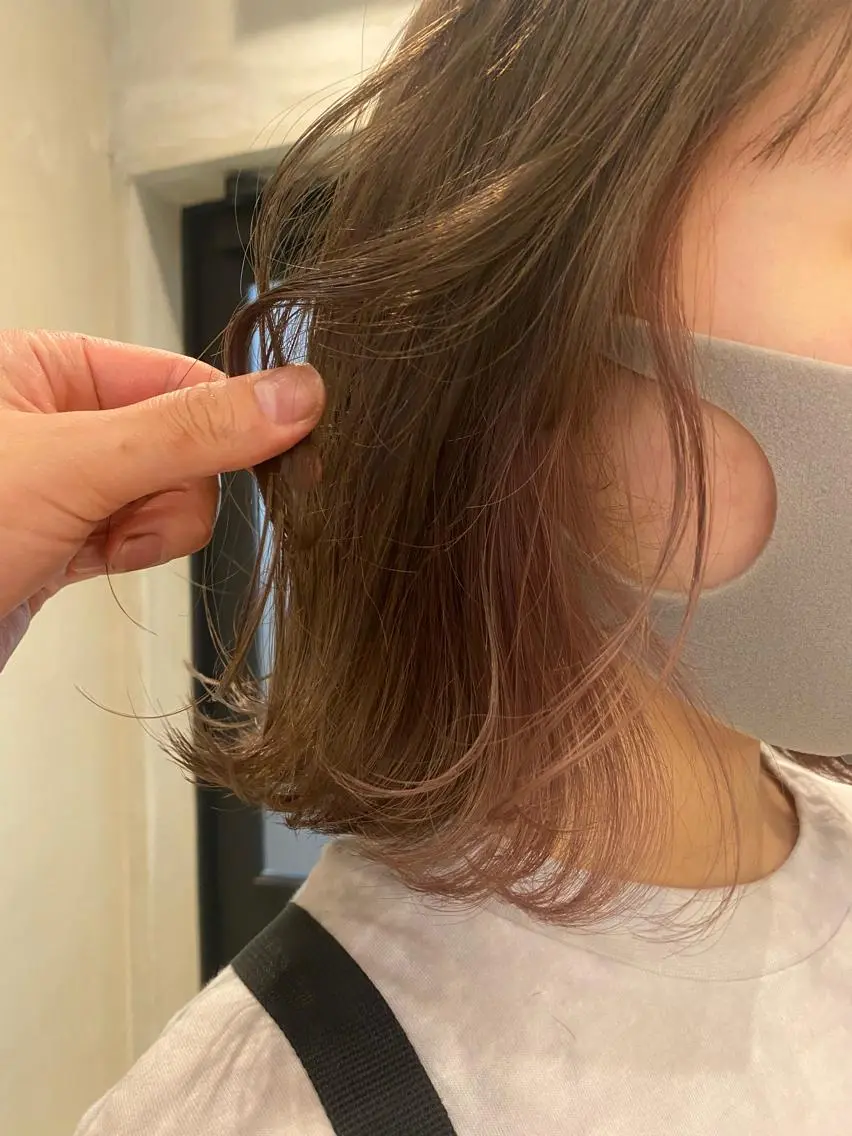 ミディアム カット ヘアカラー トリートメント 新宿/顔周りカット +レイヤー＝しずく♩のヘアスタイル