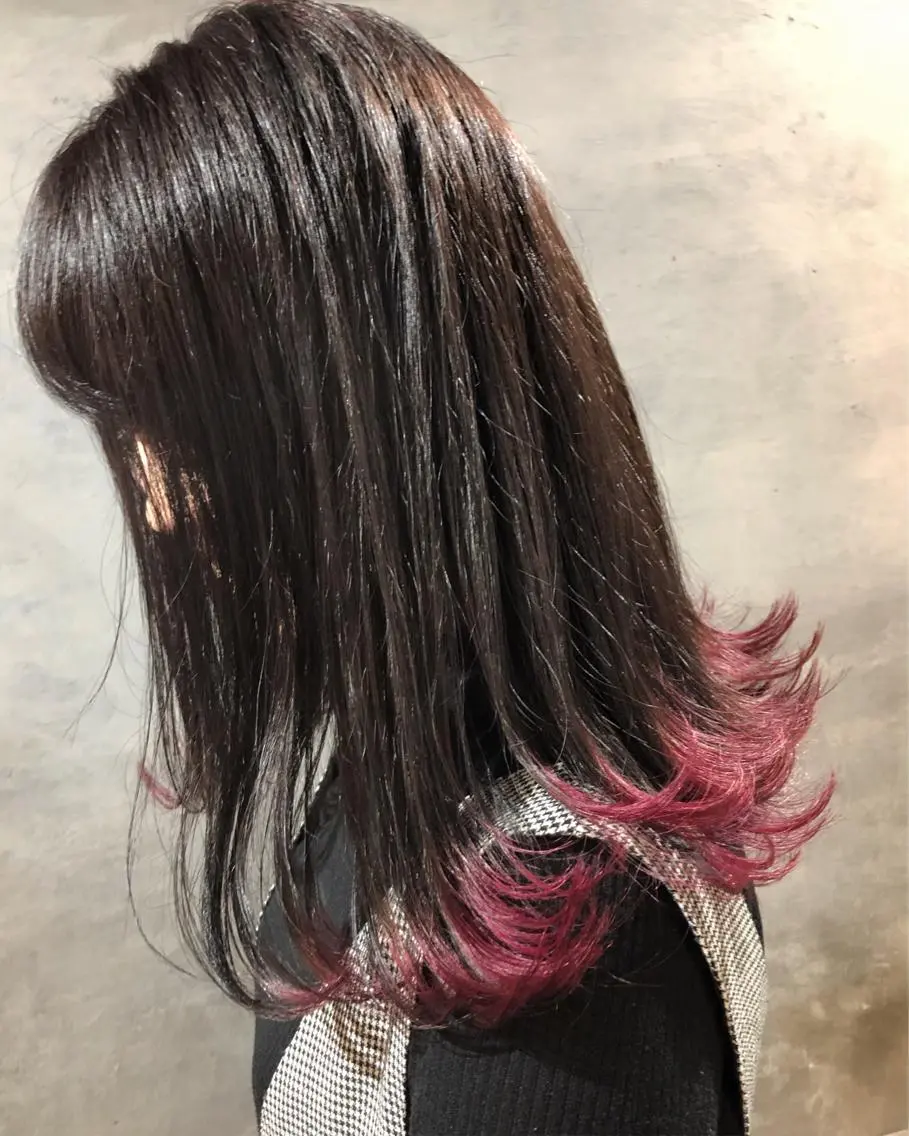 ミディアム カラー ピンクカラー ヘアカラー トリートメント ツキノキ　ミナ 8月から西梅田店のヘアスタイル