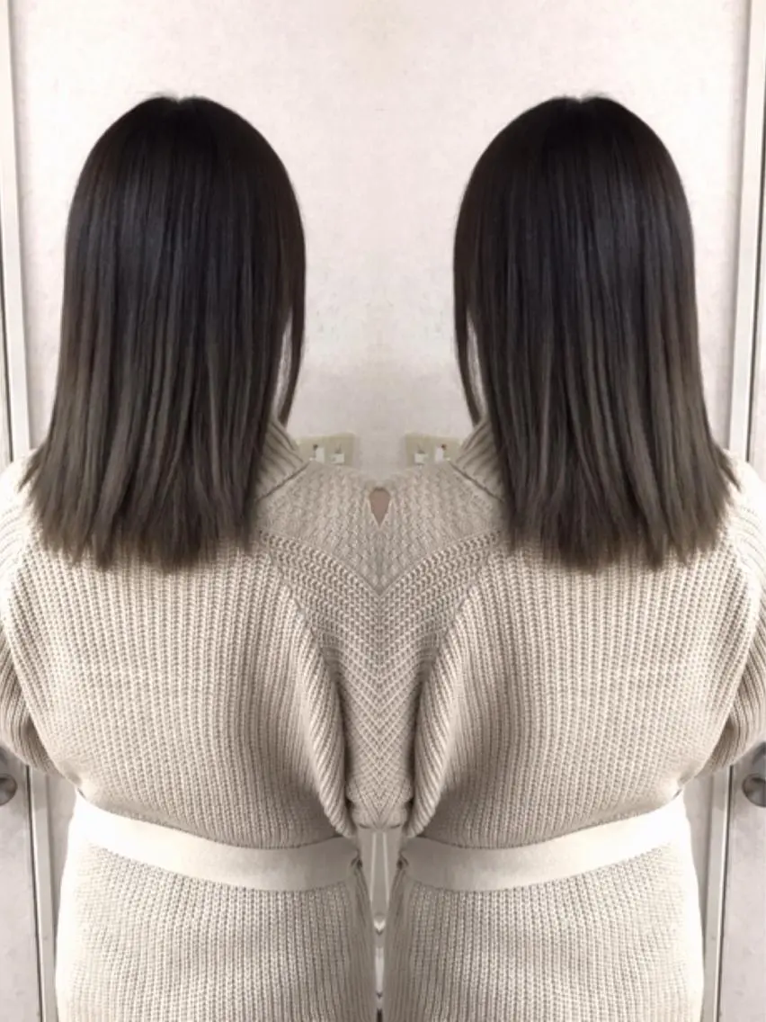 ミディアム カラー ヘアアレンジ グラデーションカラー グレージュ ヘアカラー トリートメント 三輪 太一のヘアスタイル