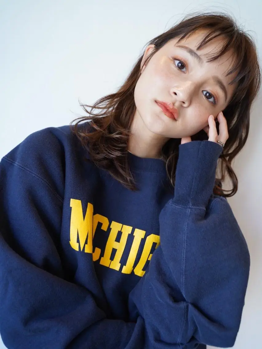 カラー ミディアム ヘアアレンジ ミディアムパーマ アクアカラー ダブルカラー グラデーションカラー ハイライトカラー カット パーマ トリートメント 💝髪質改善💝_ chlom🌸春🌸のヘアスタイル