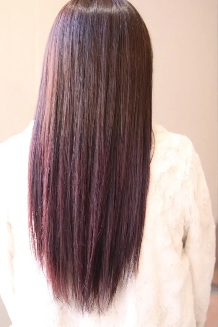 セミロング カラー パーマ ヘアアレンジ ピンクカラー バイオレットカラー 新宿No.1美髪師 taka髪質改善のヘアスタイル