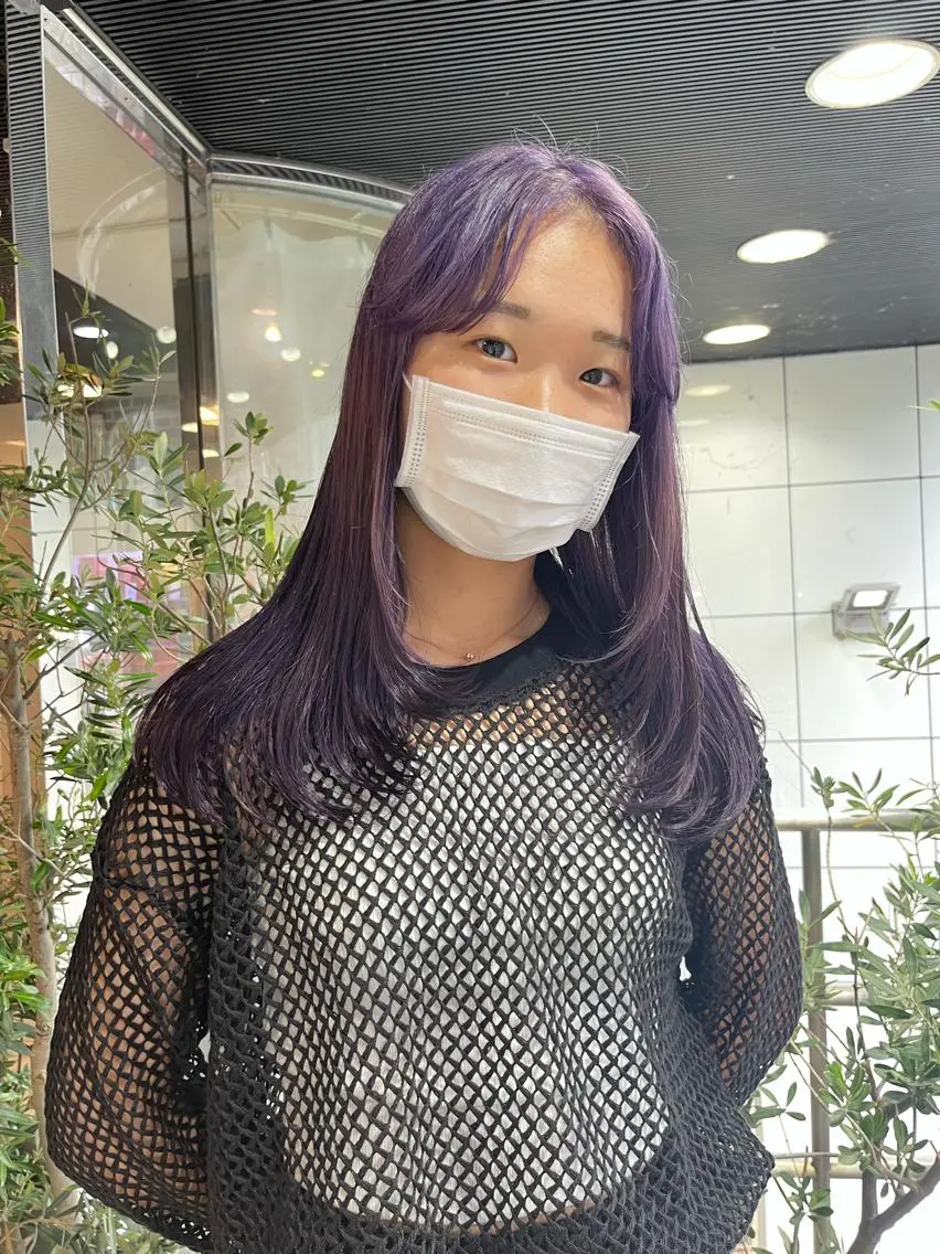 セミロング カラー ブリーチ ケアブリーチ ダブルカラー イヤリングカラー ハイトーンカラー 💖デザインカラー/ タダ ハナカ💖のヘアスタイル