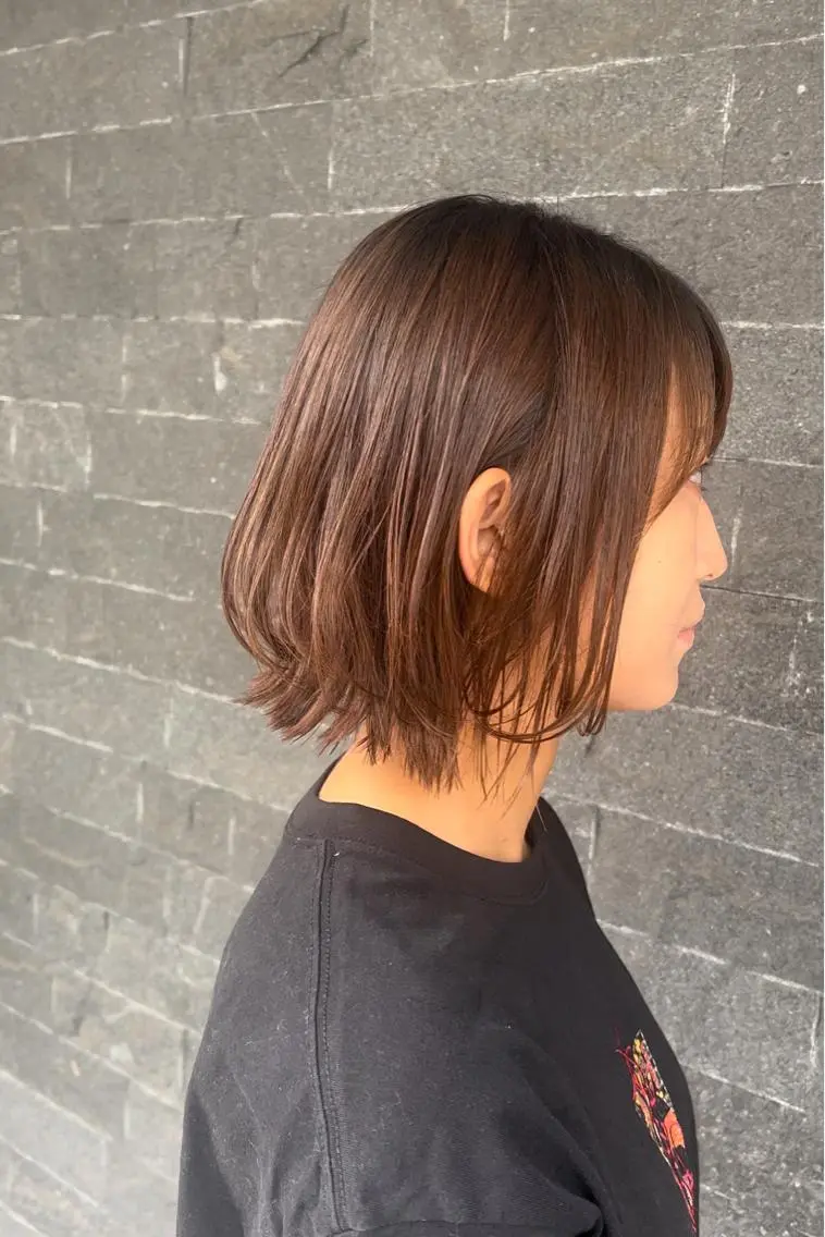 ミディアム カラー ボブ カット ヘアカラー トリートメント 及川 祐輔のヘアスタイル