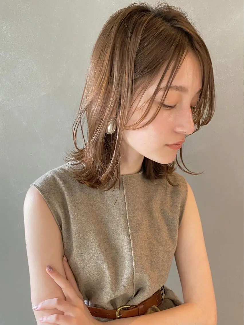 ミディアム カット ヘアカラー 圧倒的な質感🧡 髪質改善/丸山晴菜のヘアスタイル