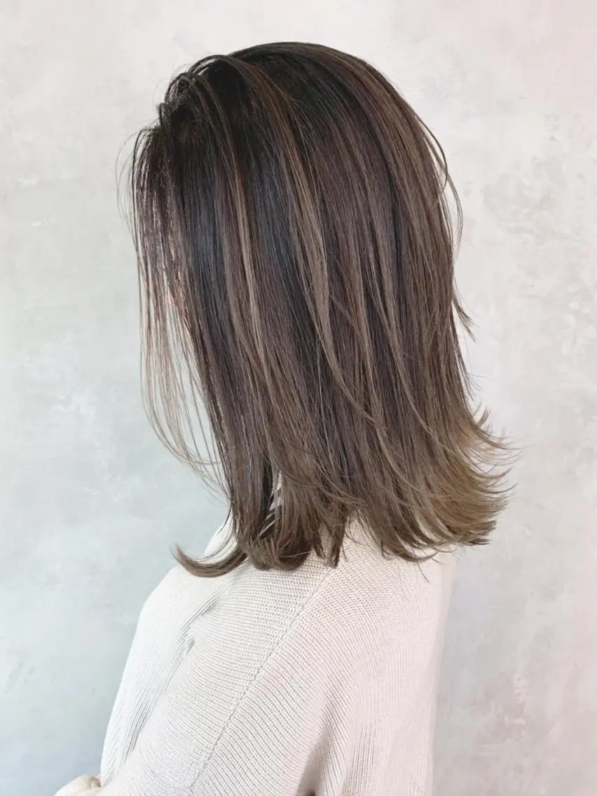 ミディアム カラー パーマ ヘアアレンジ ハイライトカラー ハイライト ITbyALBUM 中野店のヘアスタイル