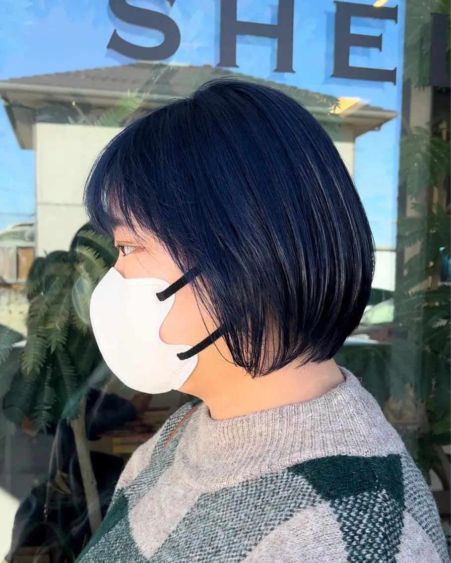ショート カラー ショートボブ ブルーカラー ネイビーカラー ボブ ショートヘア カット ヘアカラー トリートメント 手塚 亮汰のヘアスタイル